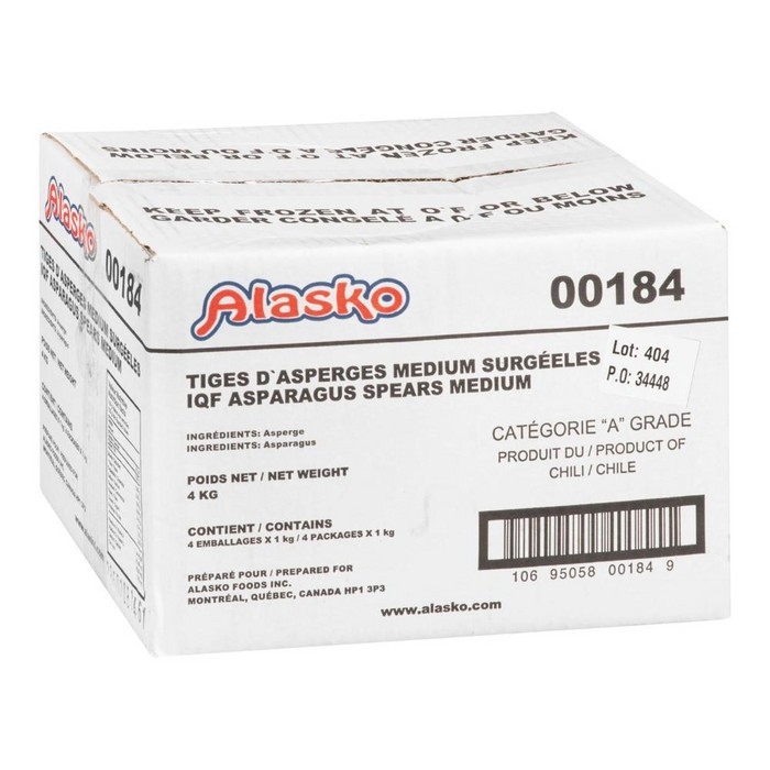ASPERGE ENTIERE VERTE MEDIUM 4 x 1 kg ALASKO